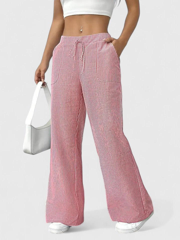 Dominique | Comfortabele brede broek met elegante details