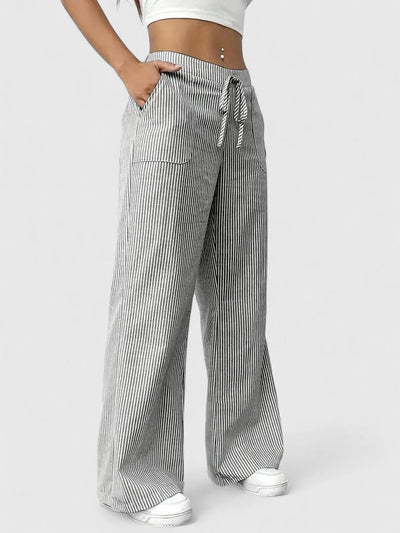 Dominique | Comfortabele brede broek met elegante details