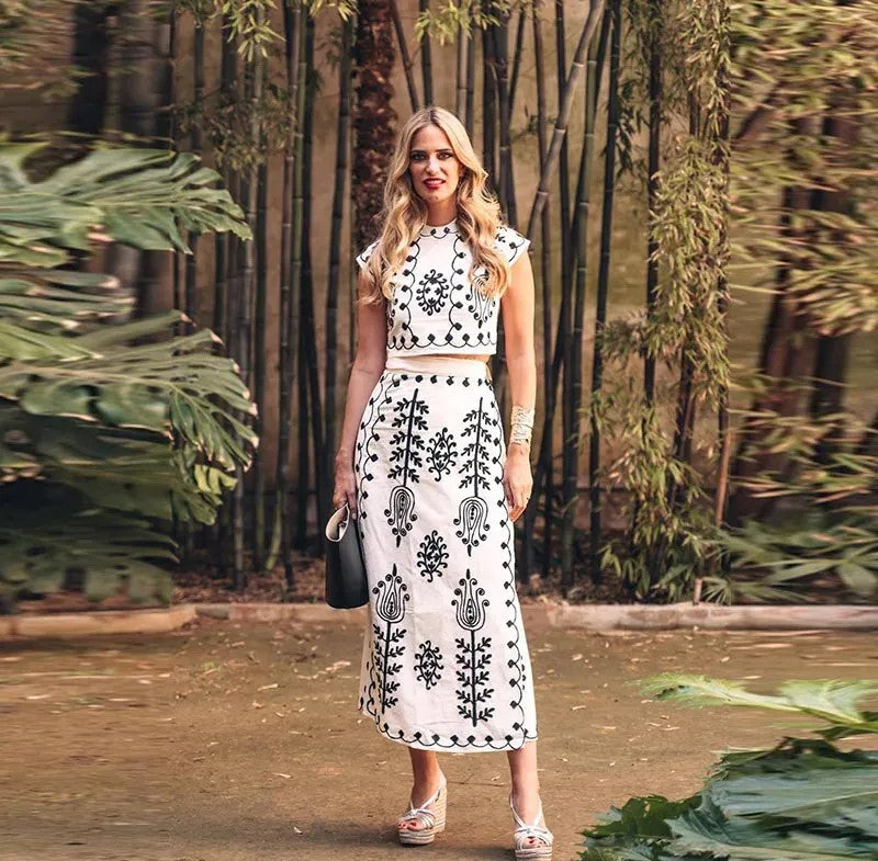 Camilla - Geprinte top en rok