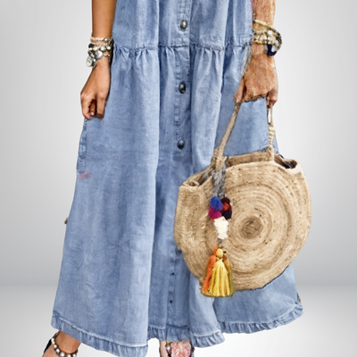 Sofia® | Zachte Denimjurk met Knopen