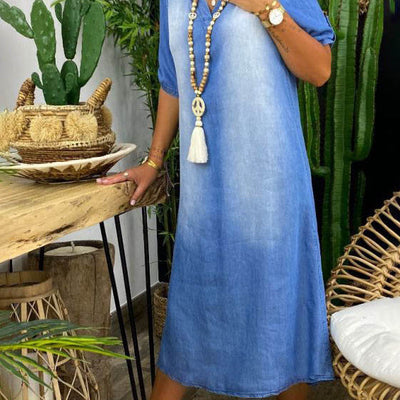 Celestia™ | Summer V-Neck Half Denim Dress