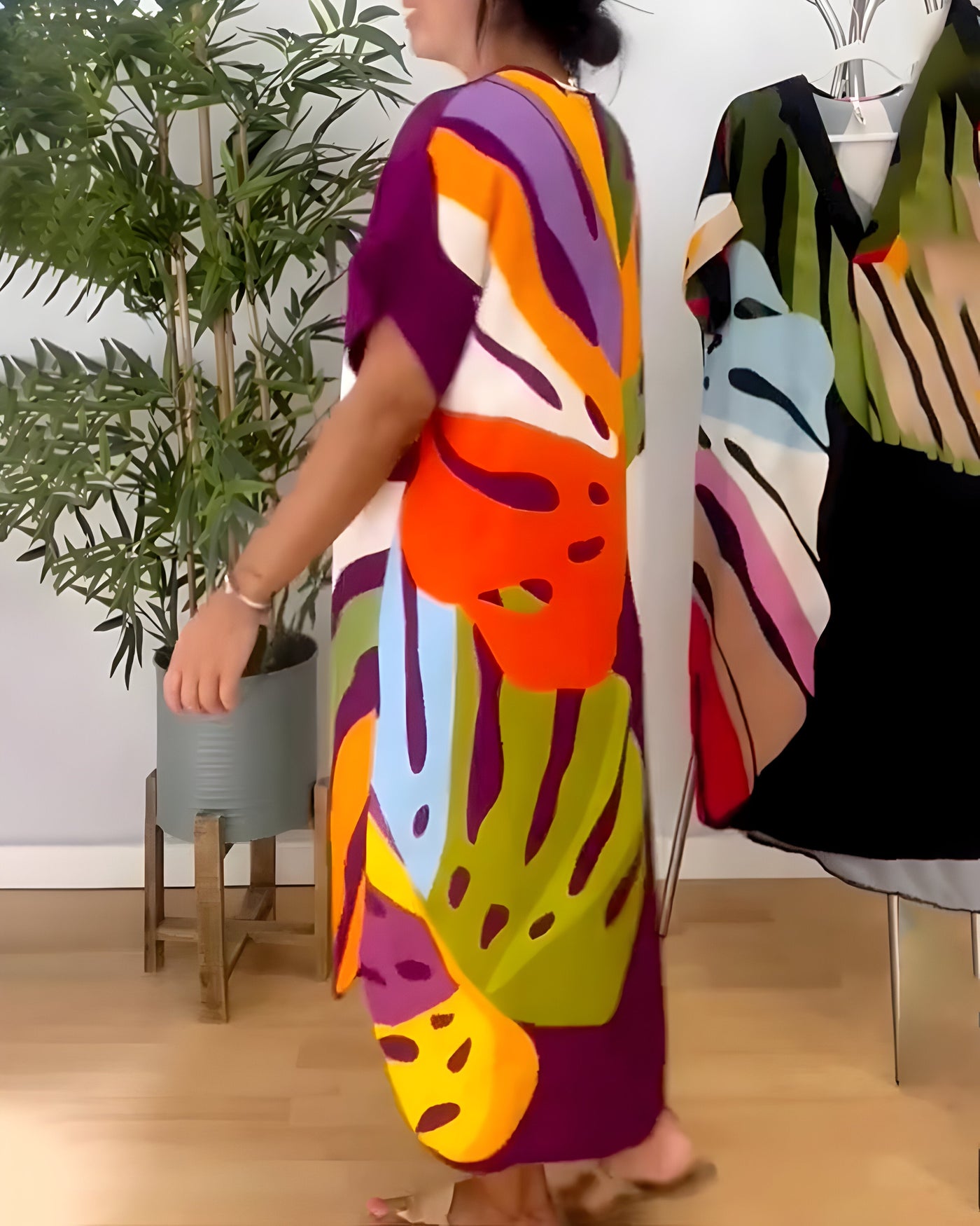 Amber™ | Lange jurk met bladprint