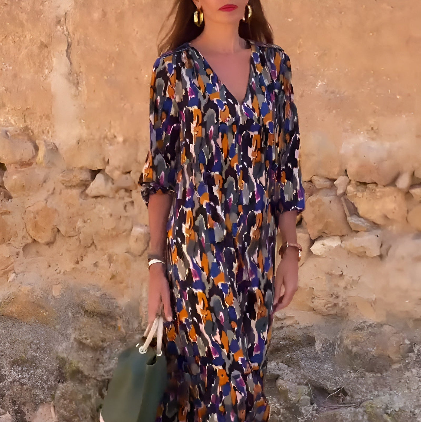 Emma™ | Lange jurk met kleurrijke print