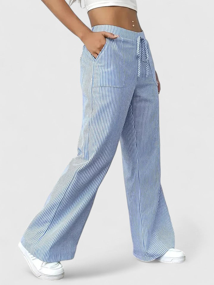 Dominique | Comfortabele brede broek met elegante details