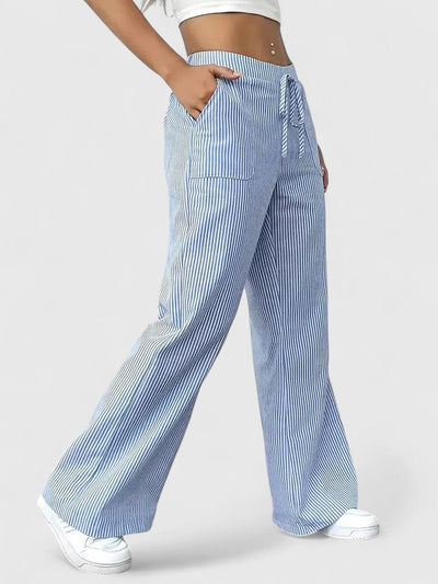 Dominique | Comfortabele brede broek met elegante details