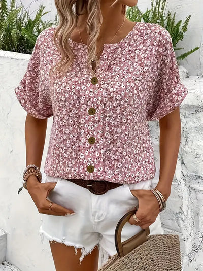 Celestia™ | Graceful blouse with floral motif