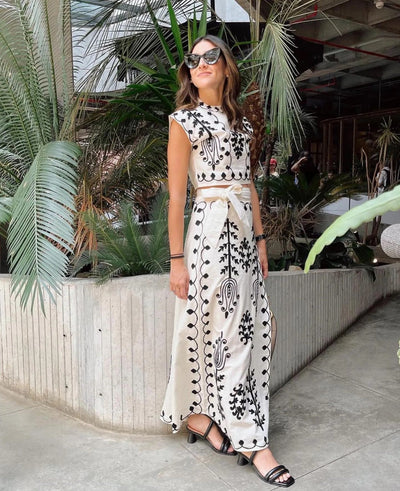 Camilla - Geprinte top en rok