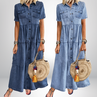Sofia® | Zachte Denimjurk met Knopen