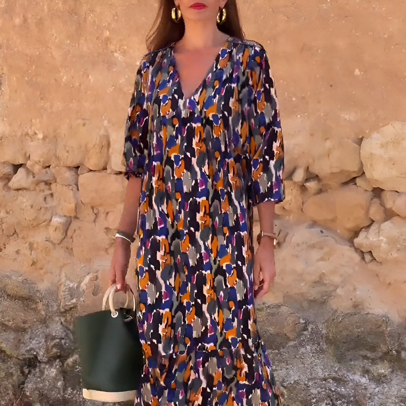 Emma™ | Lange jurk met kleurrijke print