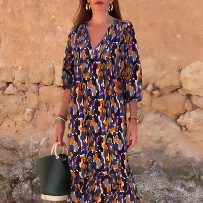Emma™ | Lange jurk met kleurrijke print