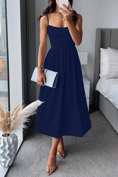 Vina | Chic Strappy A-Lijn Midi Jurk