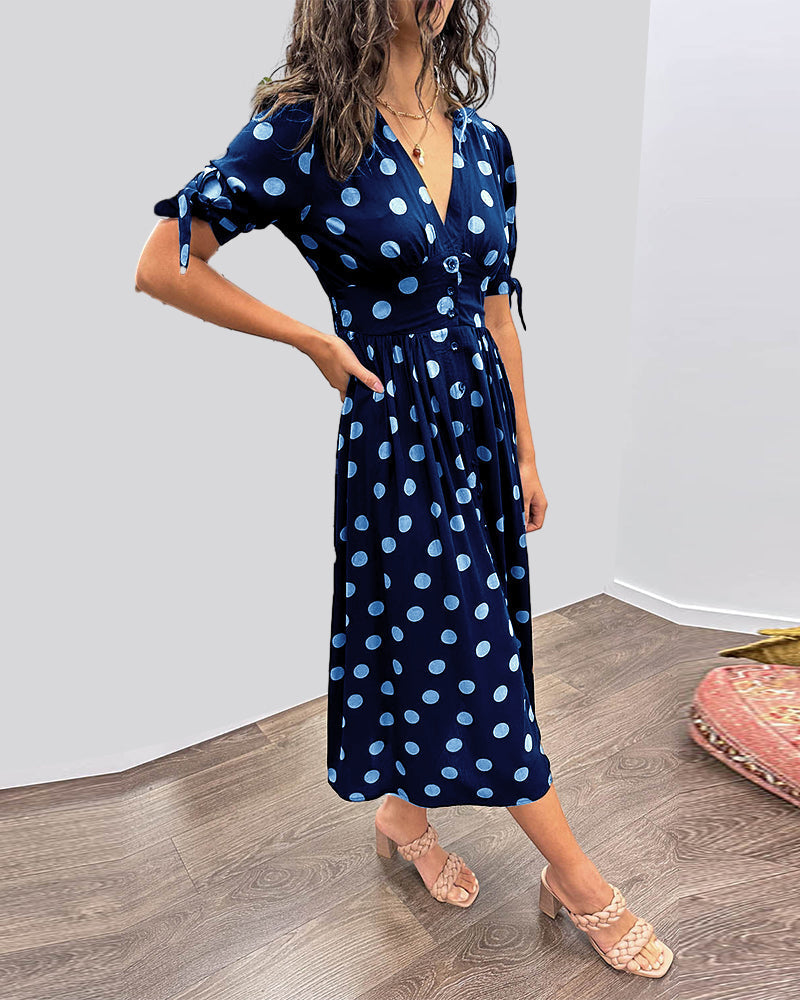 Elegante jurk met stippenprint