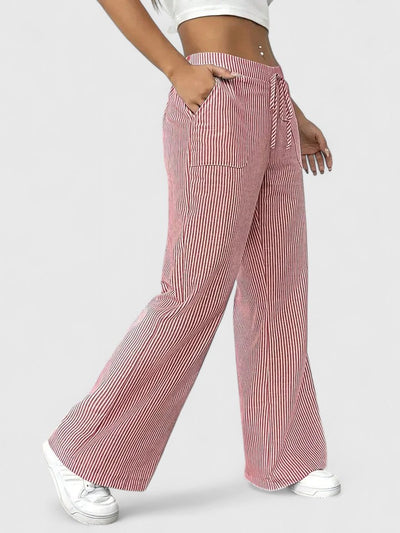 Dominique | Comfortabele brede broek met elegante details