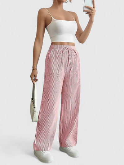 Dominique | Comfortabele brede broek met elegante details