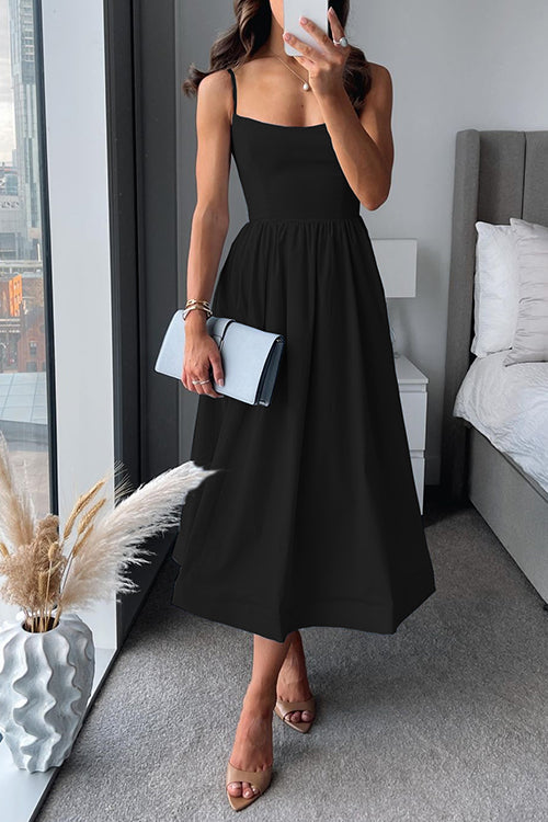 Vina | Chic Strappy A-Lijn Midi Jurk