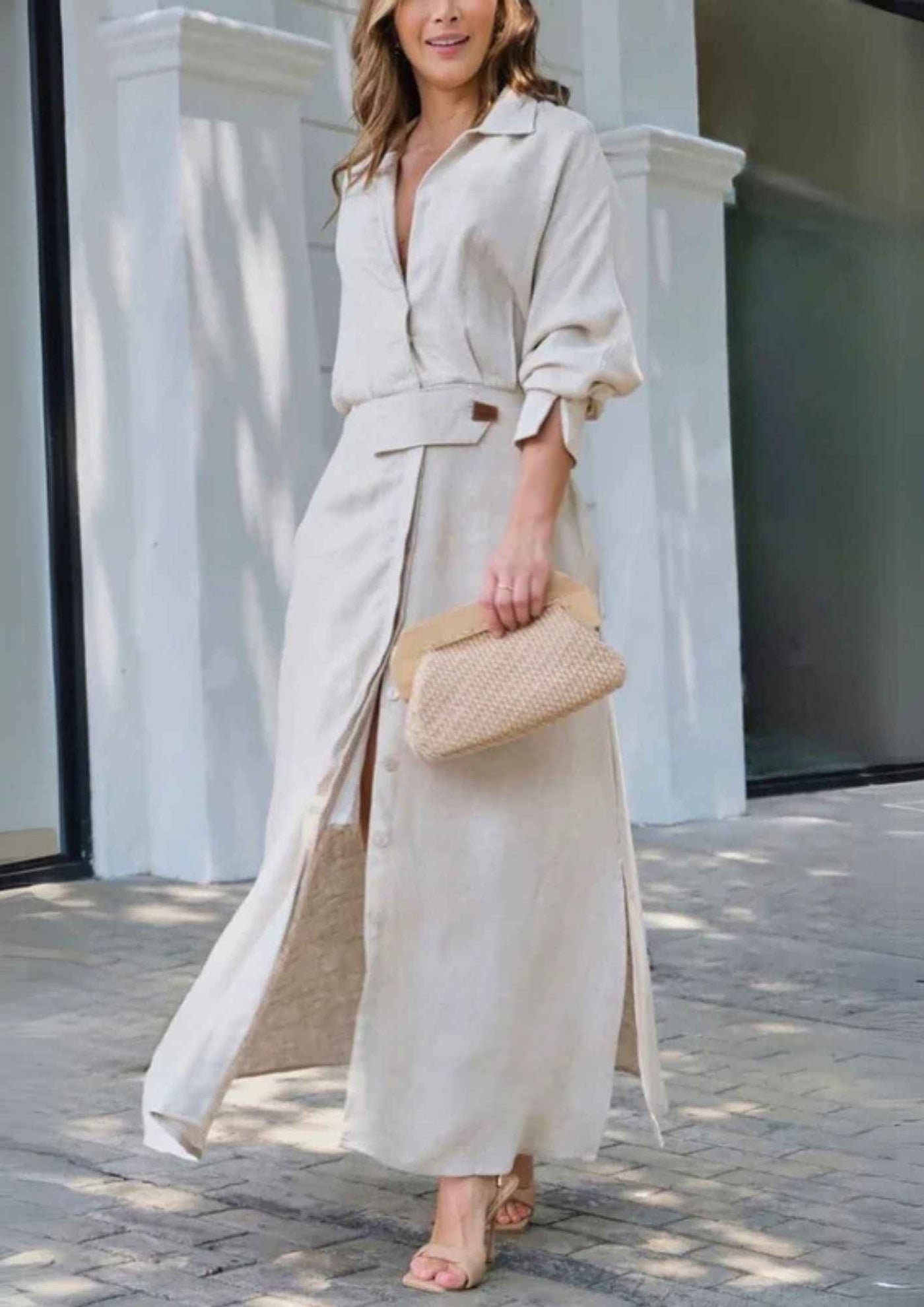 Elegante lange jurk met V-halslijn