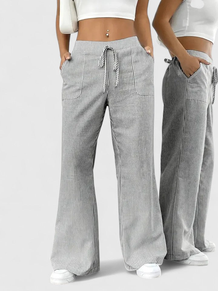 Dominique | Comfortabele brede broek met elegante details