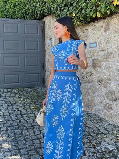 Camilla - Geprinte top en rok