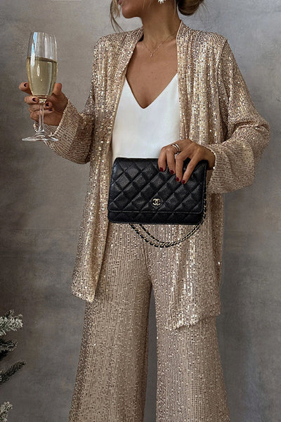 Glimmer® | Pailletten Wijd-Pantalon Jumpsuit