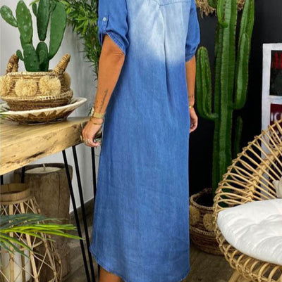 Celestia™ | Summer V-Neck Half Denim Dress