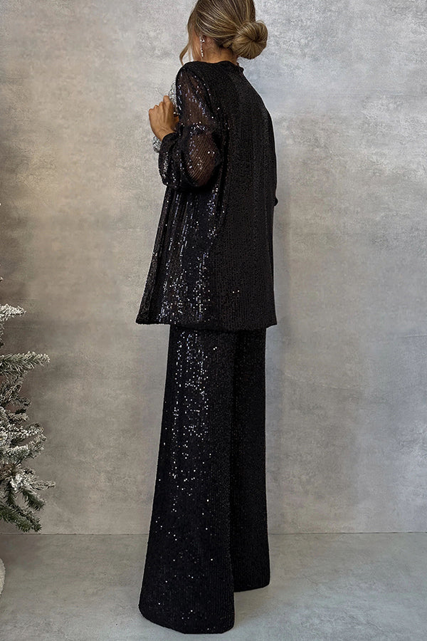 Glimmer® | Pailletten Wijd-Pantalon Jumpsuit