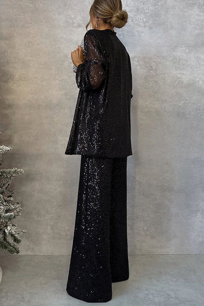 Glimmer® | Pailletten Wijd-Pantalon Jumpsuit