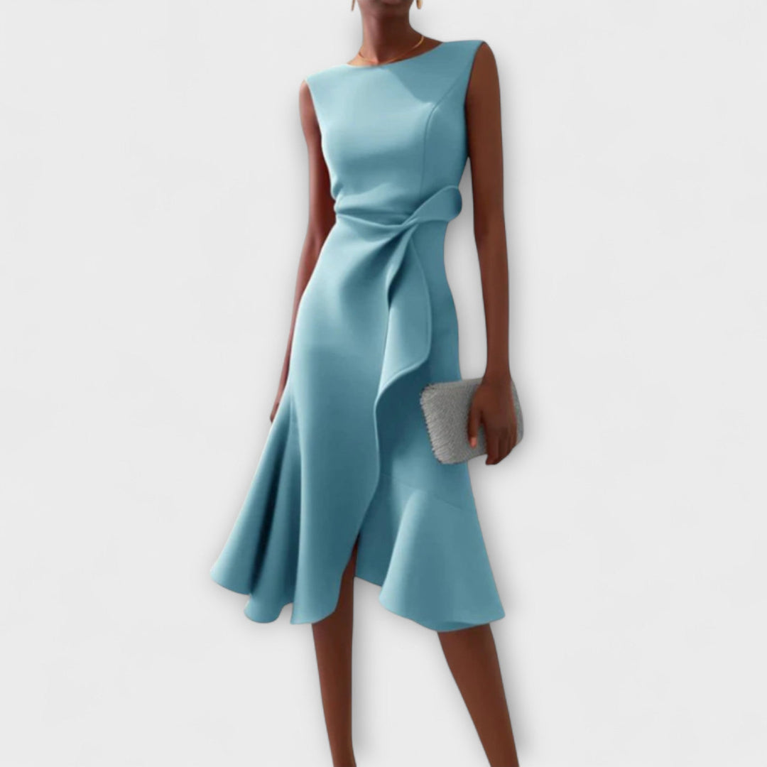 Elantra™ | Pleated Asymmetric Midi Dress