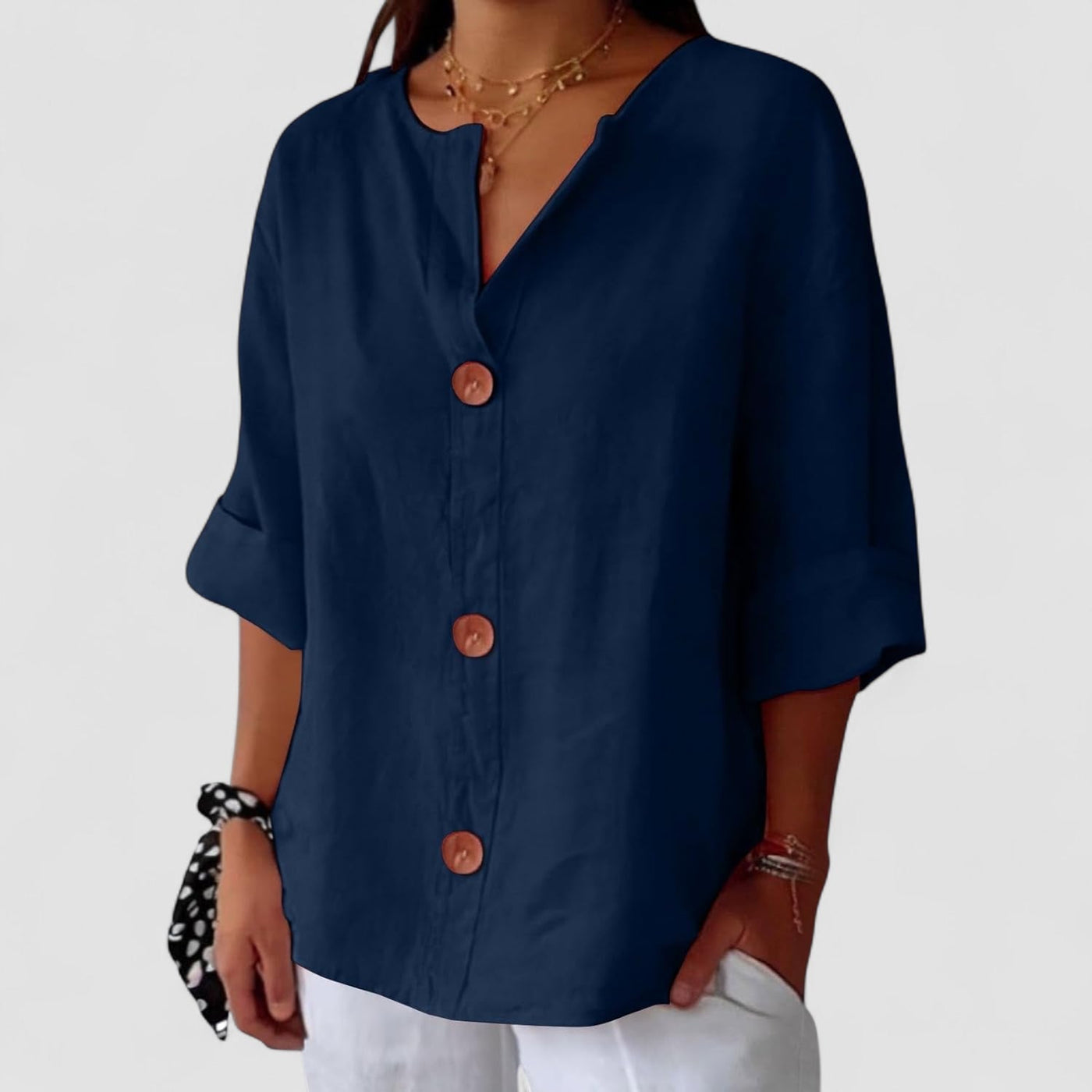 Elowen™ | Serene linen blouse for timeless sophistication