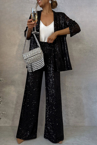 Glimmer® | Pailletten Wijd-Pantalon Jumpsuit