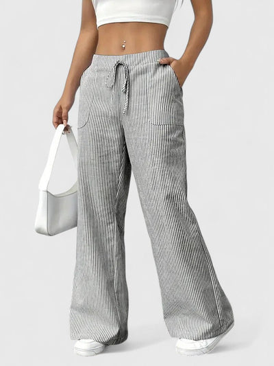 Dominique | Comfortabele brede broek met elegante details