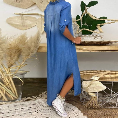 Celestia™ | Summer V-Neck Half Denim Dress