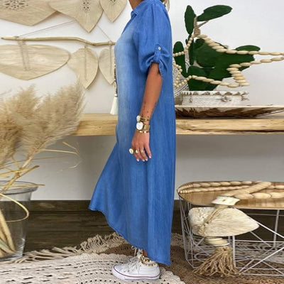 Celestia™ | Summer V-Neck Half Denim Dress