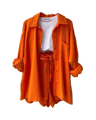 Maylee® | Textured Button-Up Short Set