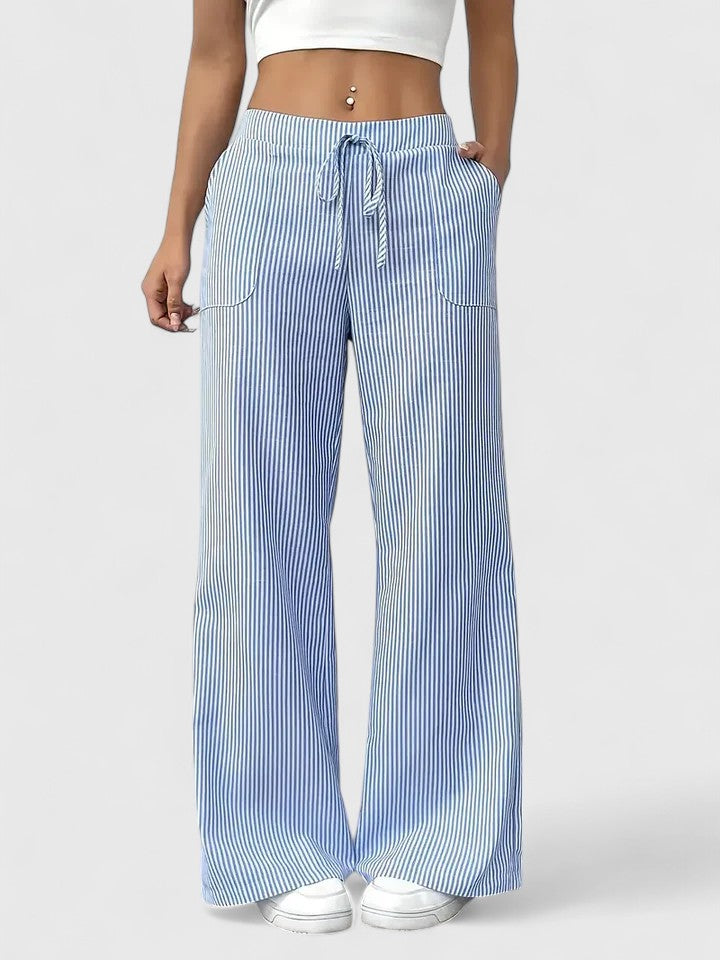 Dominique | Comfortabele brede broek met elegante details
