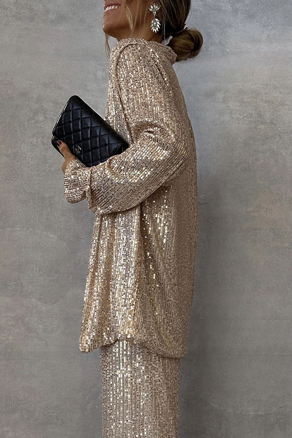Glimmer® | Pailletten Wijd-Pantalon Jumpsuit