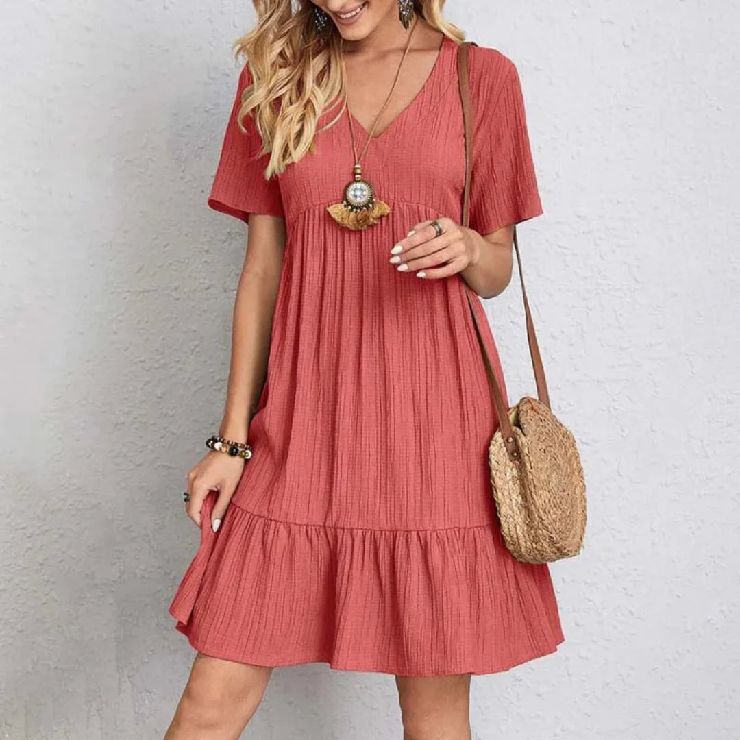 Celestique™ | Chic V-Neck Mini Dress 1+1 GRATIS