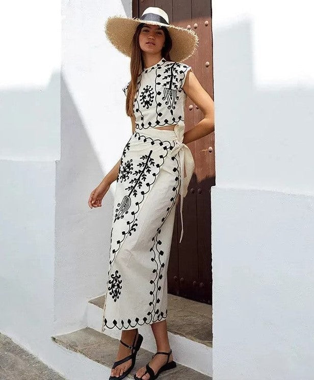 Camilla - Geprinte top en rok