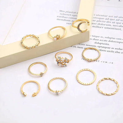 Elowenara™ | Ethereal Set of Bohemian Silver and Gold Rings