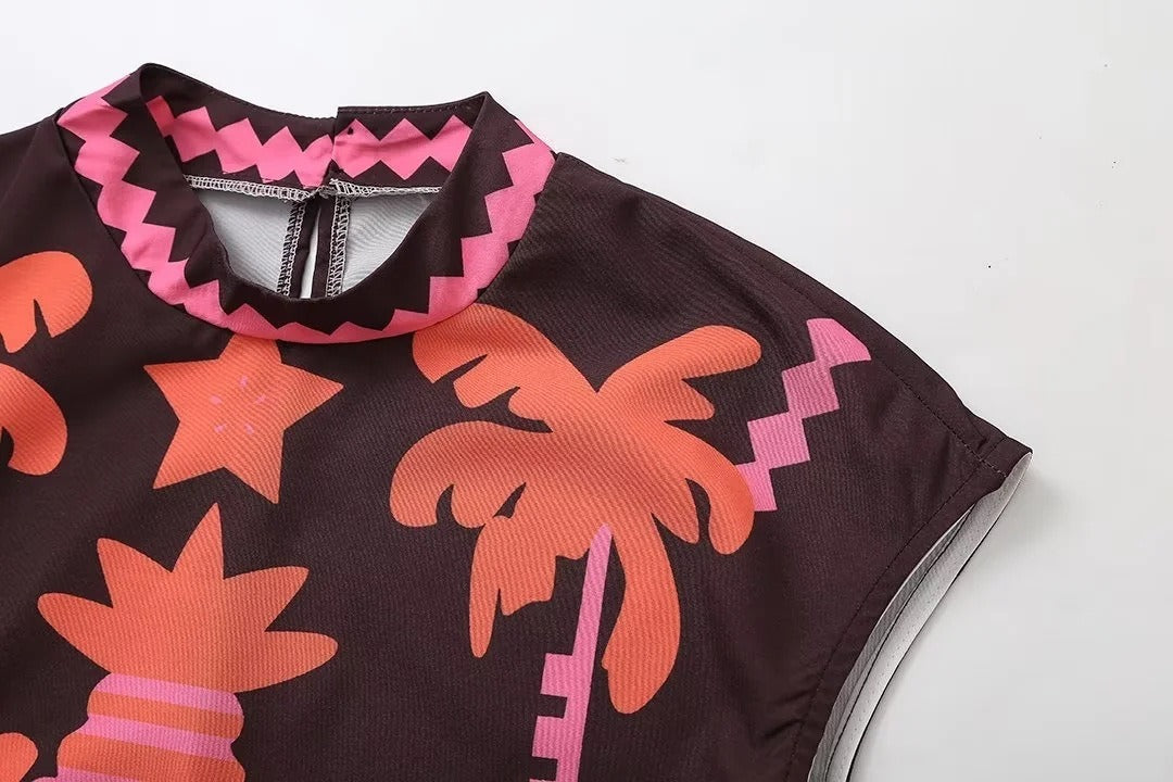 Katia - Geprinte top en rok
