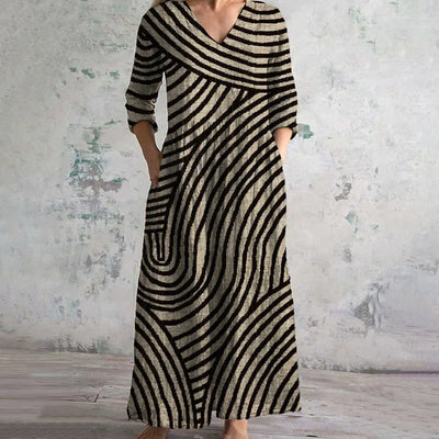 Elara™ | Timeless Striped Maxi Dress