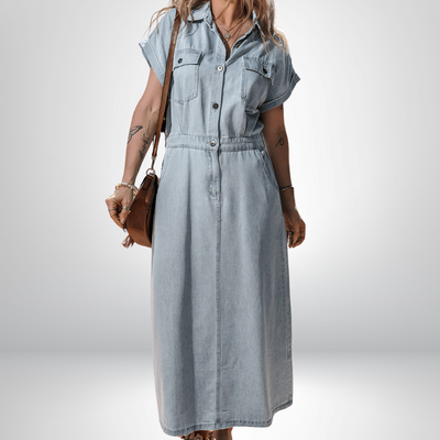 Sofia® | Elegante Denimjurk met Korte Vleermuismouwen