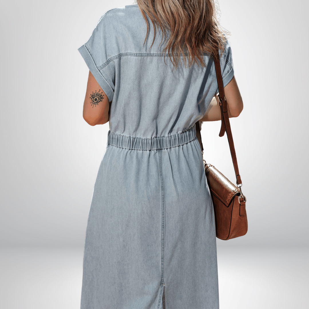 Sofia® | Elegante Denimjurk met Korte Vleermuismouwen