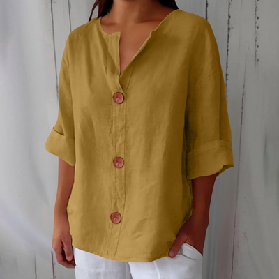 Elowen™ | Serene linen blouse for timeless sophistication