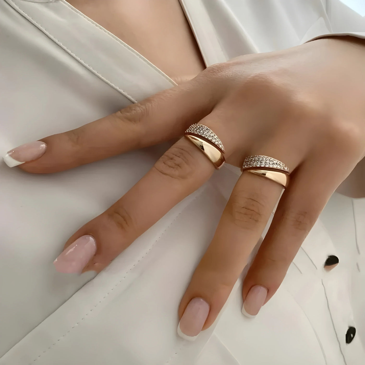 Seraphine Alure™ | Gilded Radiance Ring with Dazzling Stones