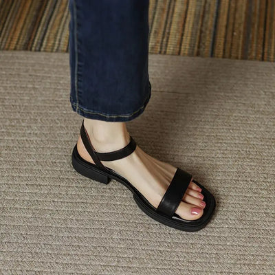 Celeste - Retro Vierkante Hak Open-Tenen Sandalen