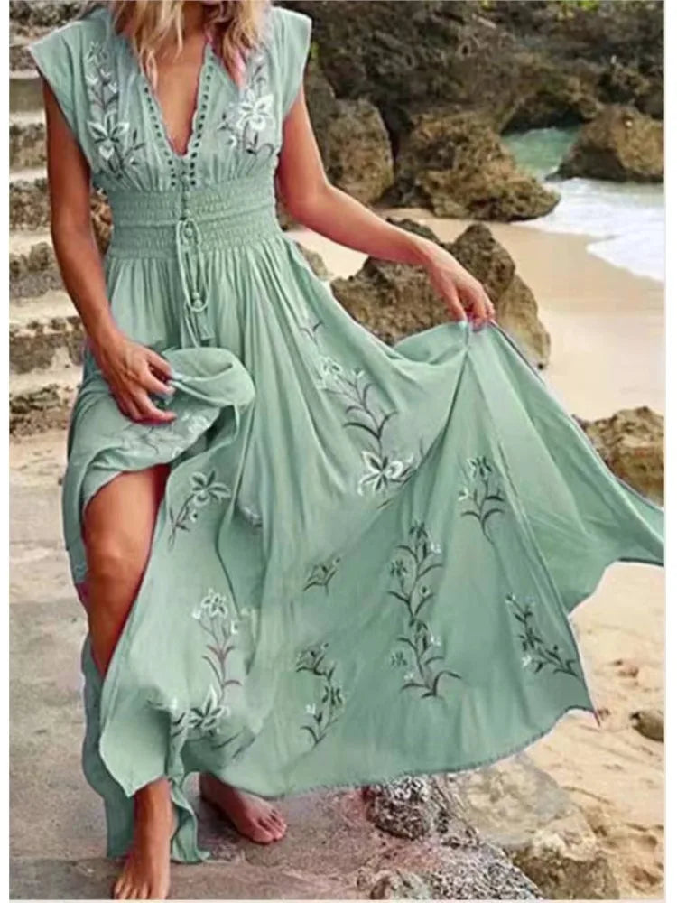 Elara™ | Embroidered Maxi Dress
