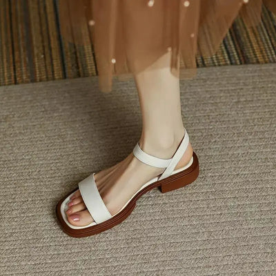 Celeste - Retro Vierkante Hak Open-Tenen Sandalen