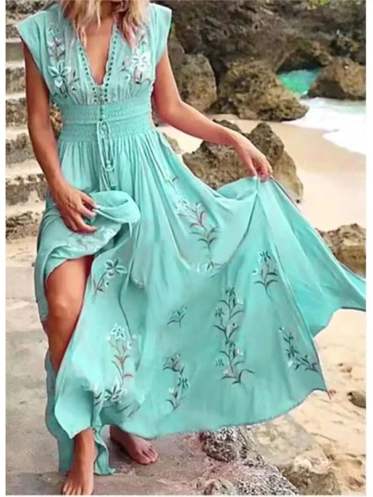 Elara™ | Embroidered Maxi Dress