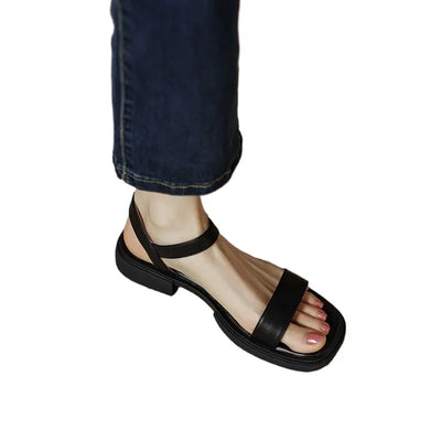 Celeste - Retro Vierkante Hak Open-Tenen Sandalen