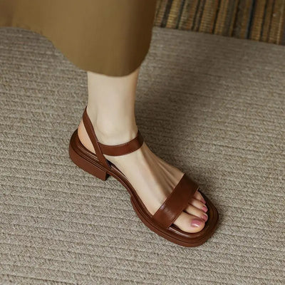 Celeste - Retro Vierkante Hak Open-Tenen Sandalen